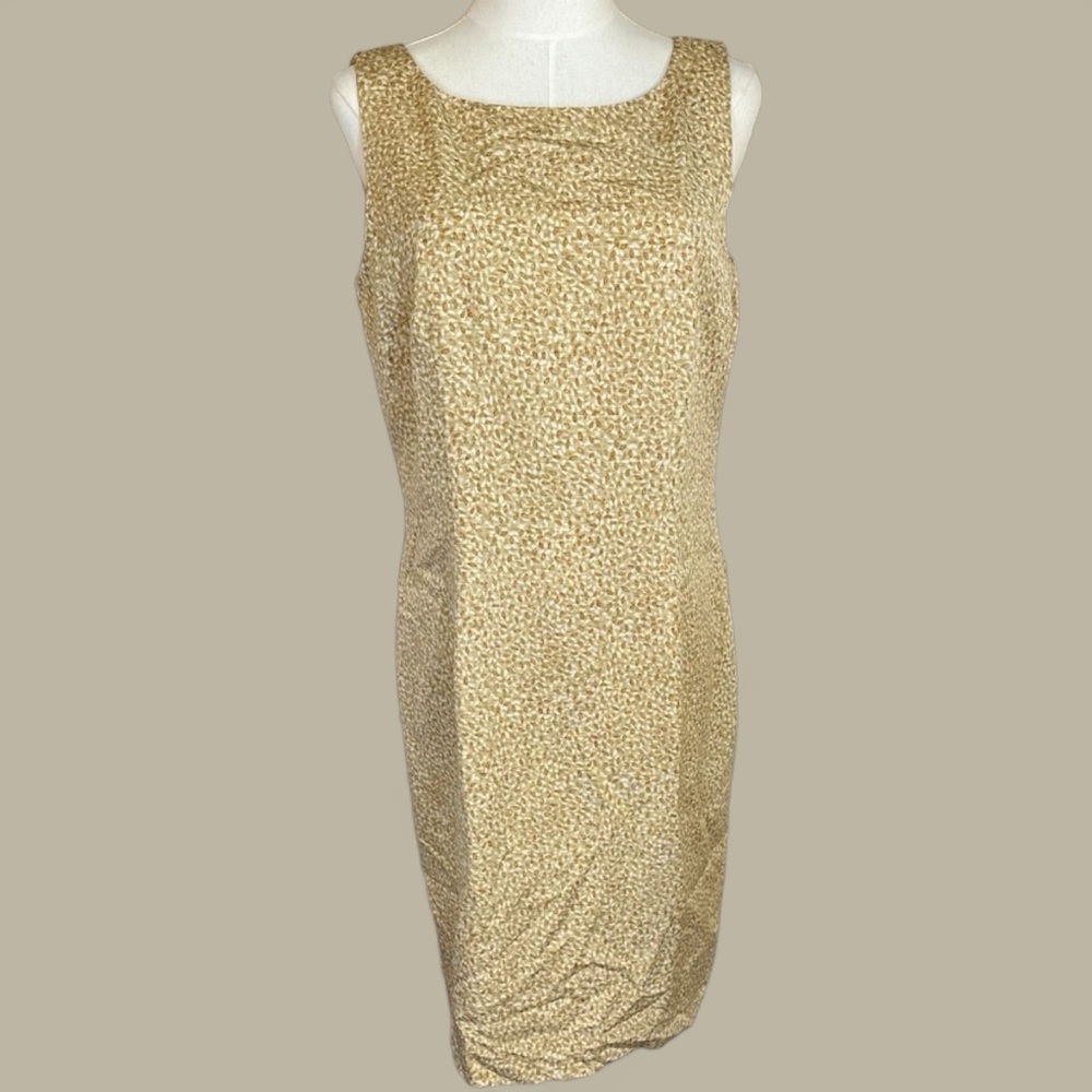 Due per Due collection size 8 NWT sheath‎ silk midi dress vintage golden leaf